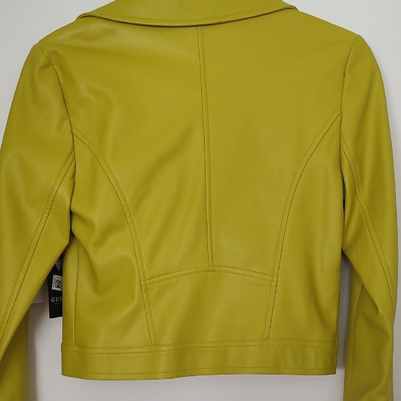 Guess Yellow Leather Moto Jacket - Picture 5 of 8